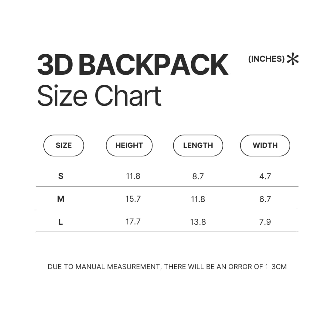 3D Backpack Size Chart - Fortnite UK Shop