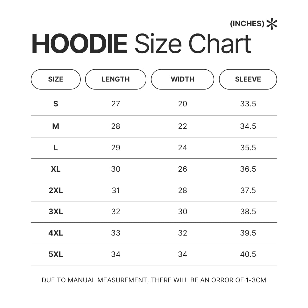 Hoodie Size Chart - Fortnite UK Shop