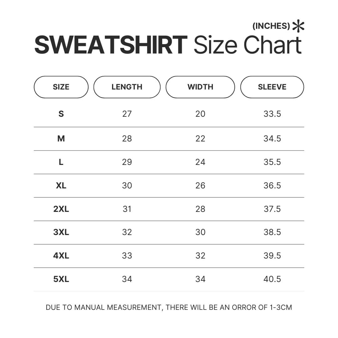 Sweatshirt Size Chart - Fortnite UK Shop