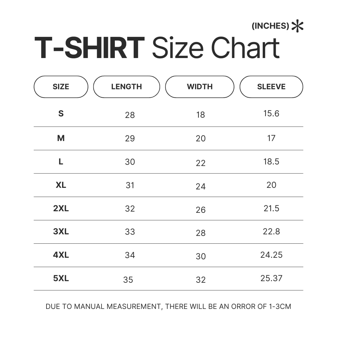 T shirt Size Chart - Fortnite UK Shop