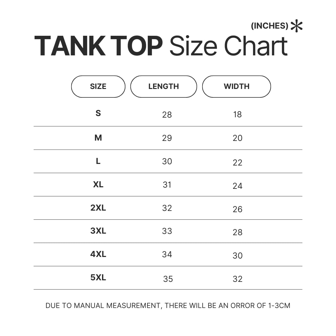 Tank Top Size Chart - Fortnite UK Shop