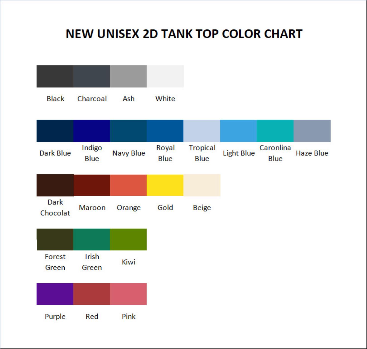 tank top color chart - Fortnite UK Shop