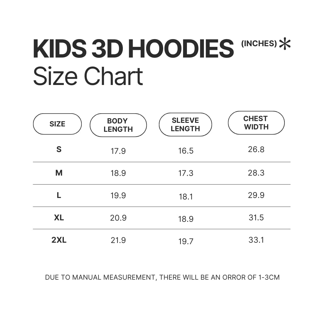 Kids 3D Hoodie Size Chart - Fortnite UK Shop